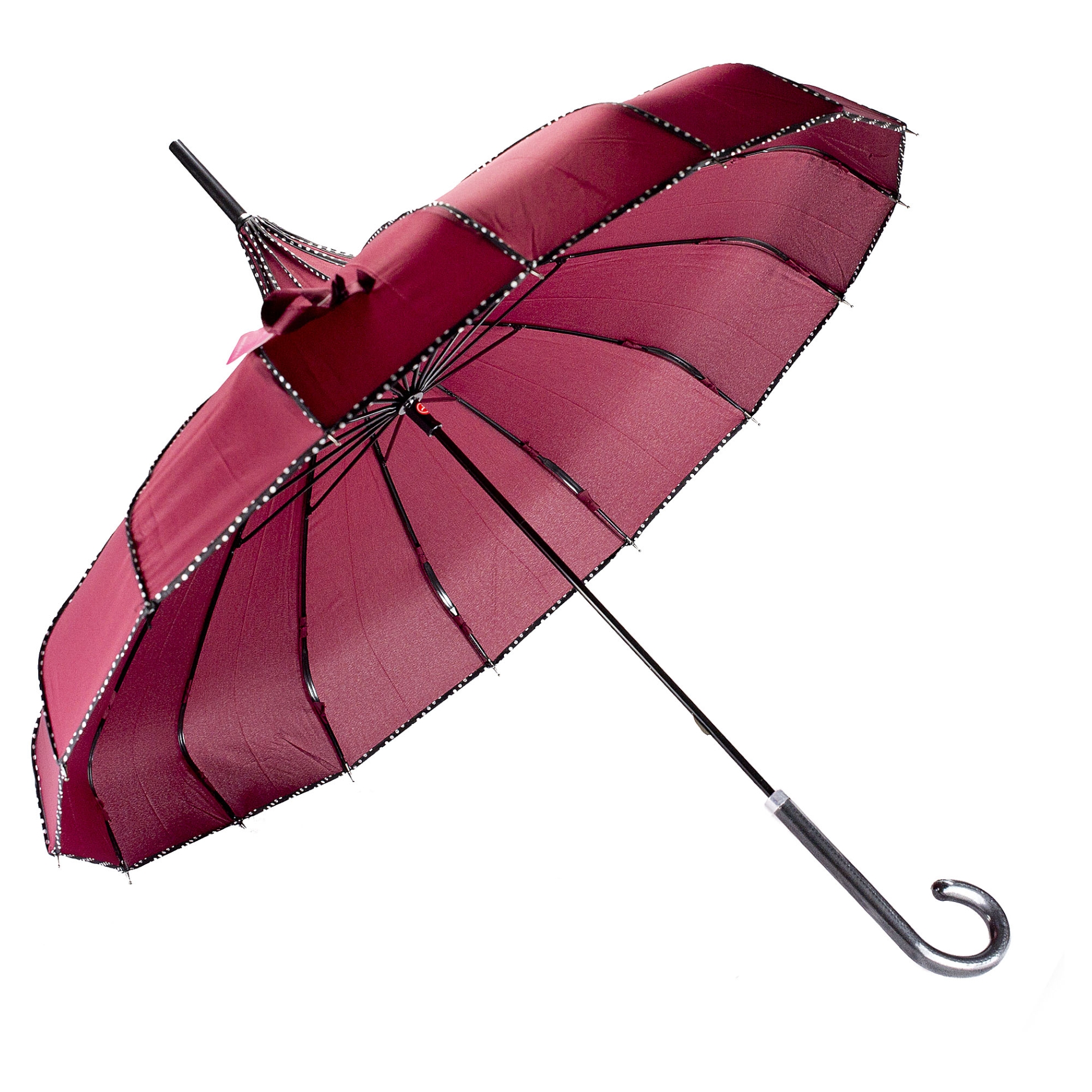 Burgundy Pagoda Parasol Style Brolly - Image 3