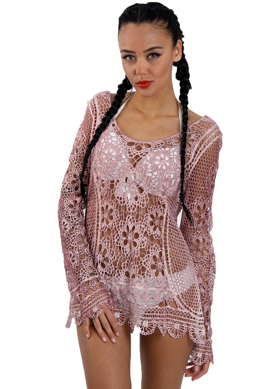 Grey Floral Crochet Lace Top - Image 5