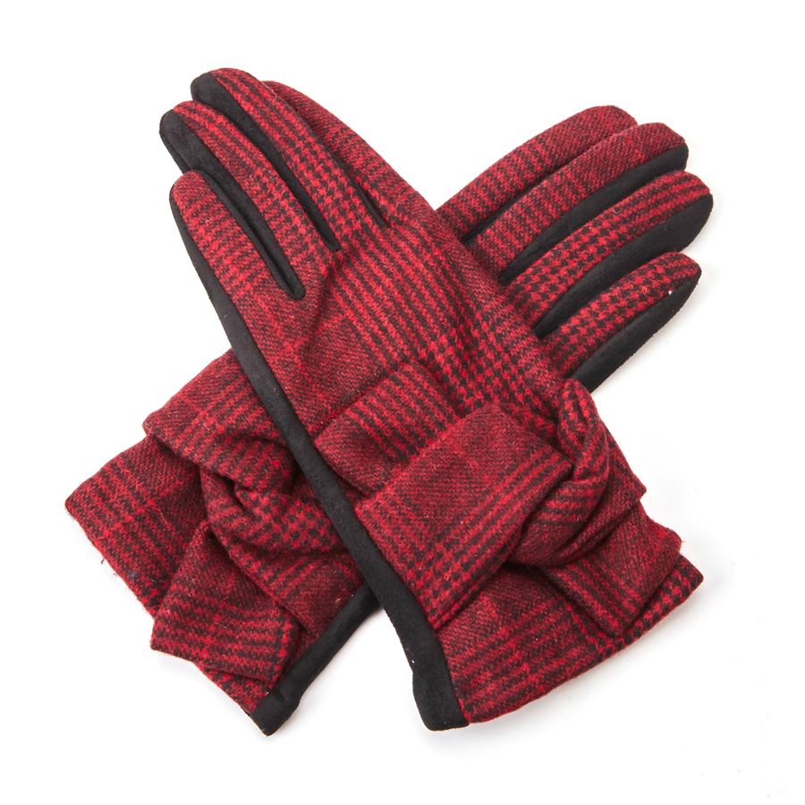 Green Tartan Bow Gloves - Image 3