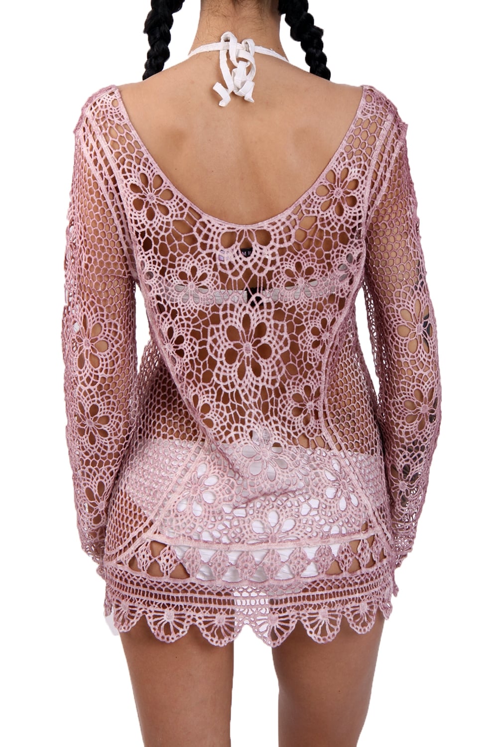 Pink Floral Crochet Lace Top - Image 5