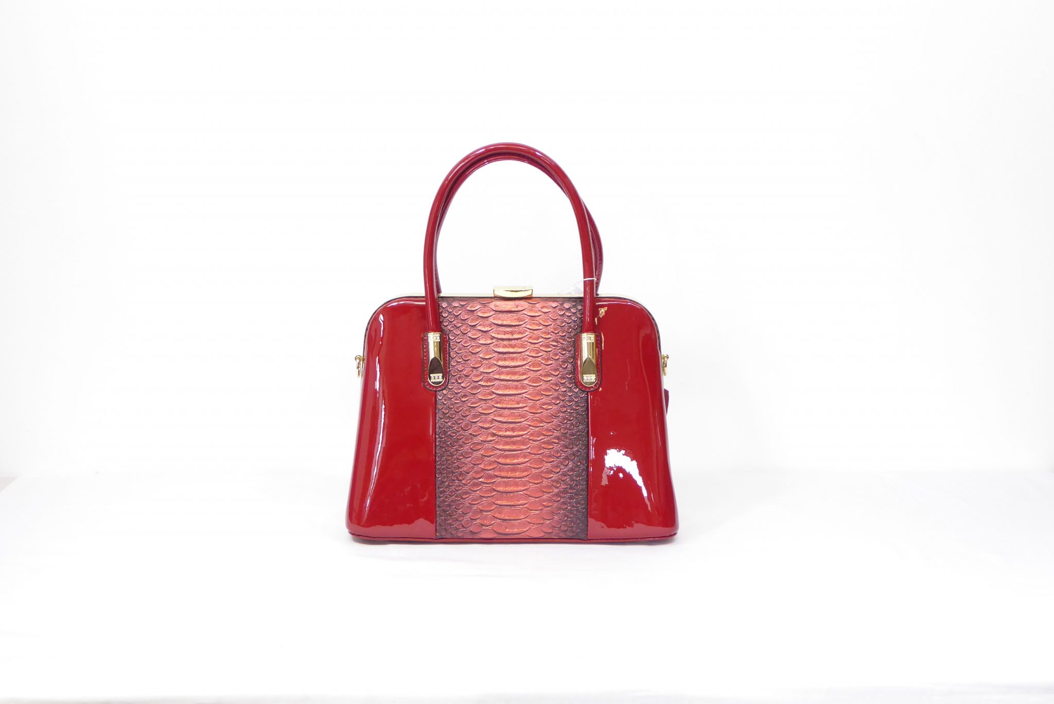 Red Patent Snakeskin Handbag