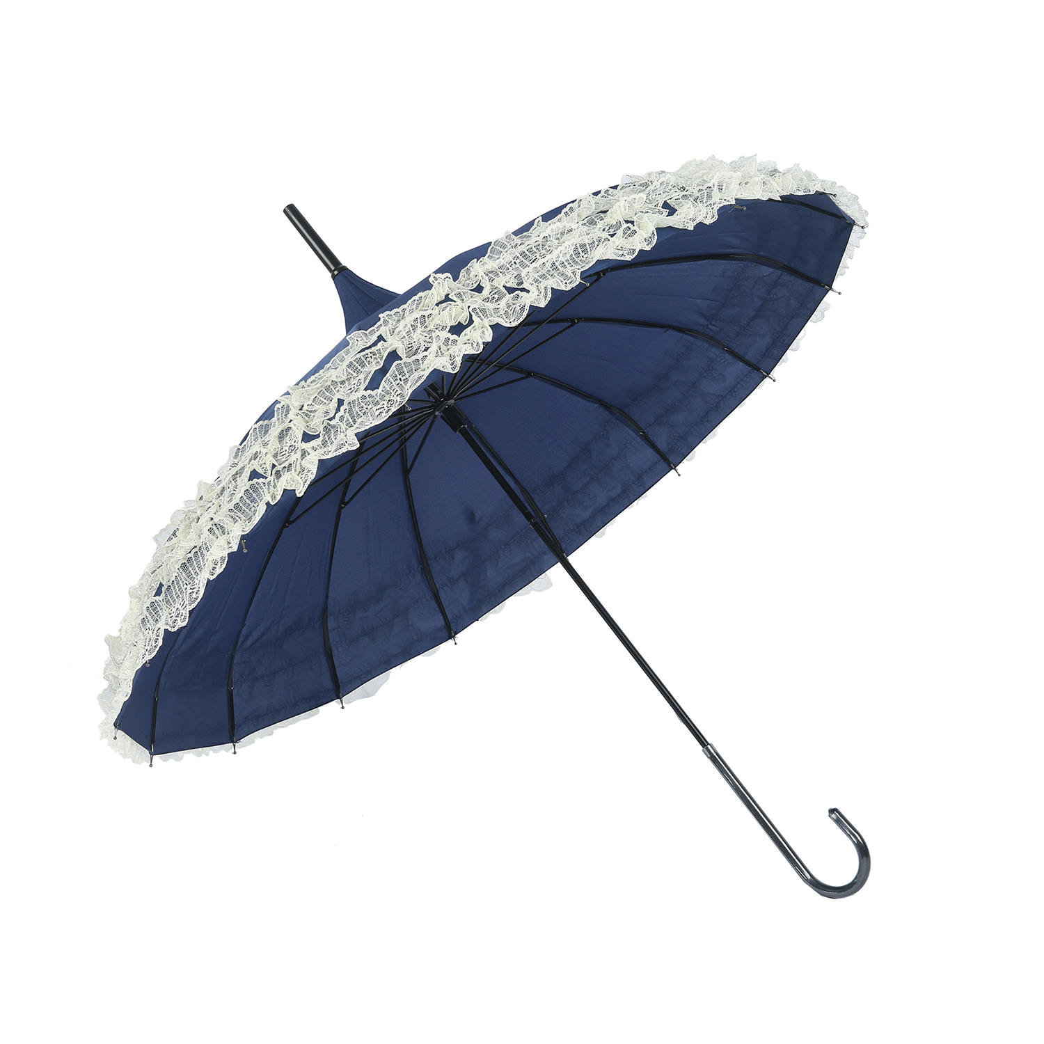 Navy Pagoda Frill Brolly - Image 2