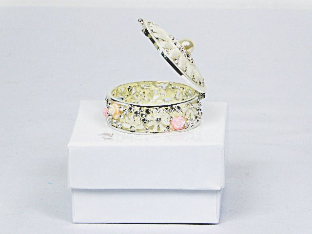 Pearl and Enamel Effect Roses Trinket Box