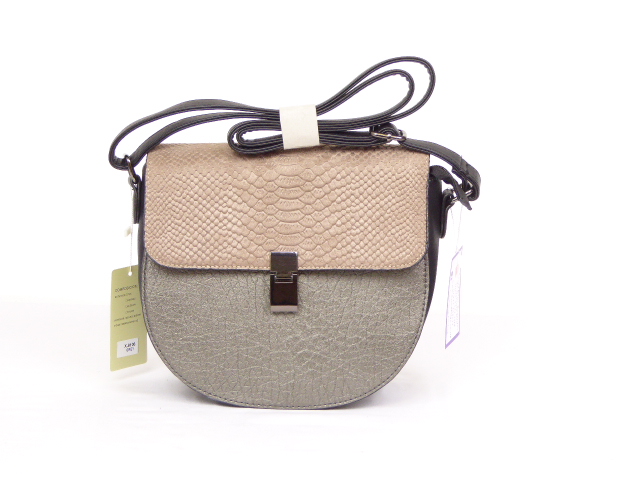 Beige and Metallic Olive Snakeskin Shoulder or Over the Body Bag