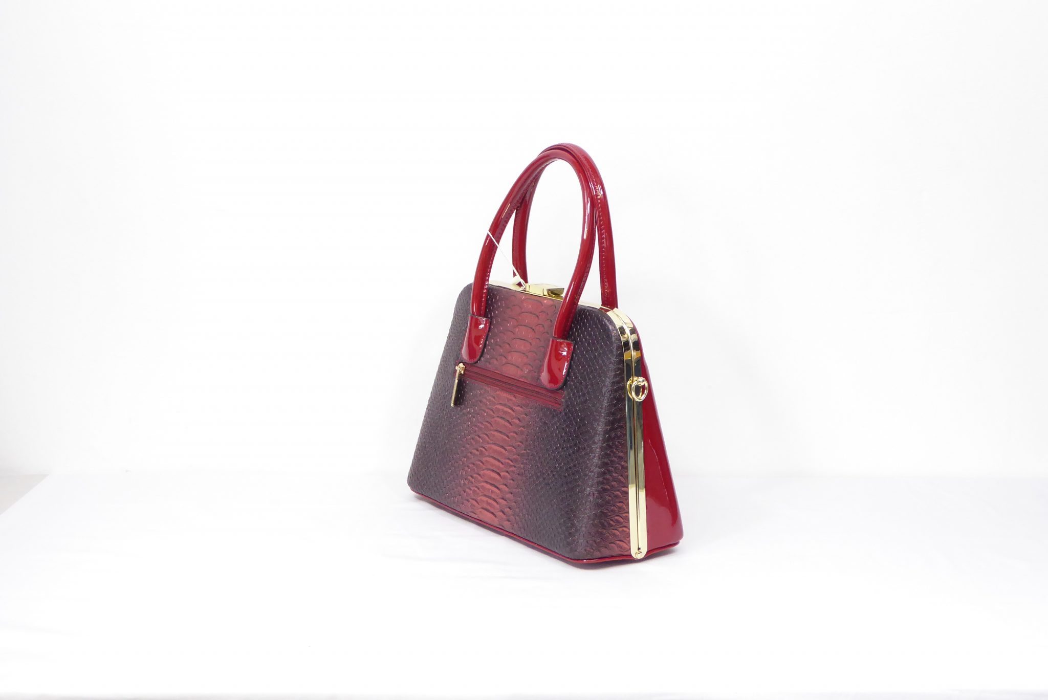 Red Patent Snakeskin Handbag - Image 3