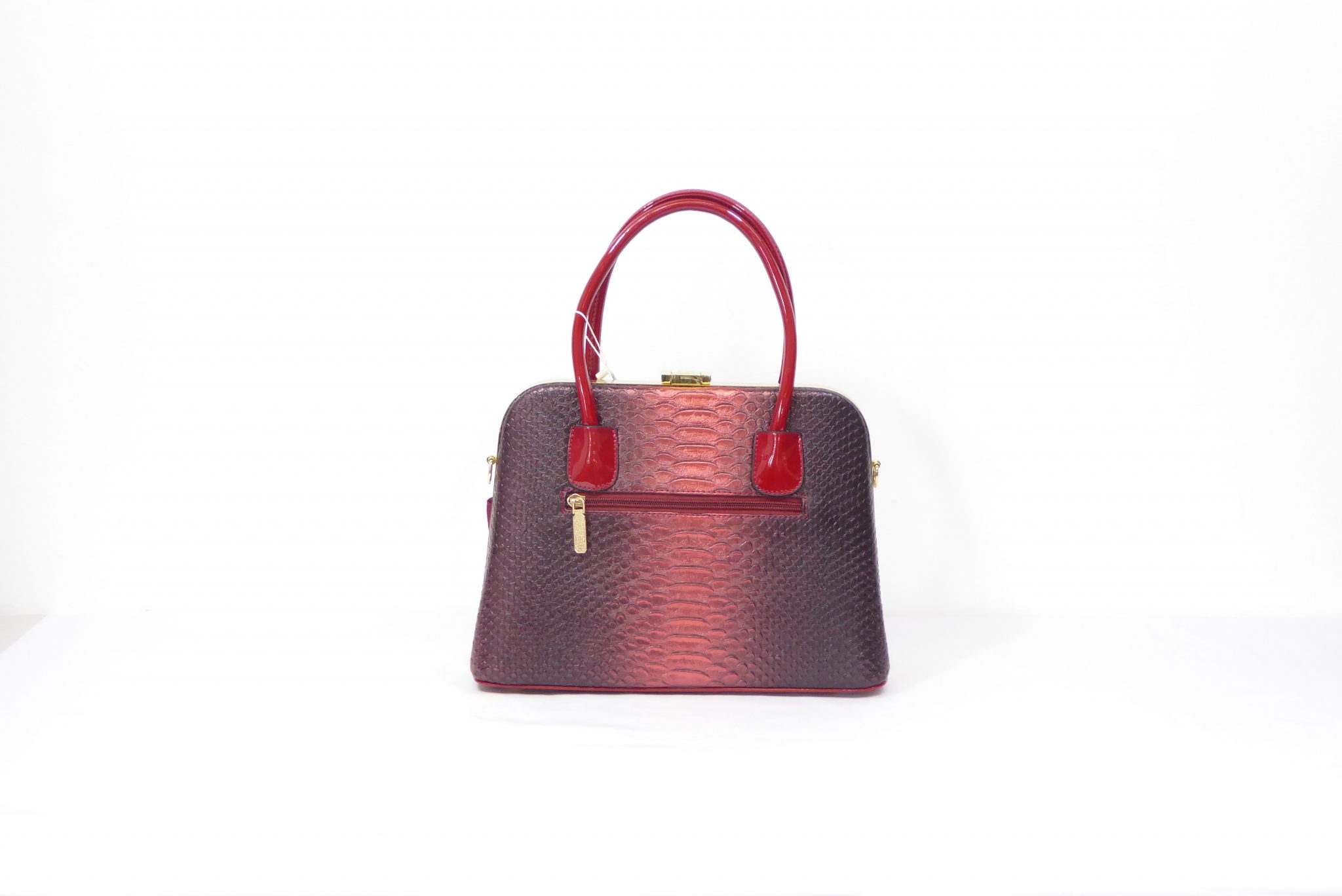 Red Patent Snakeskin Handbag - Image 4