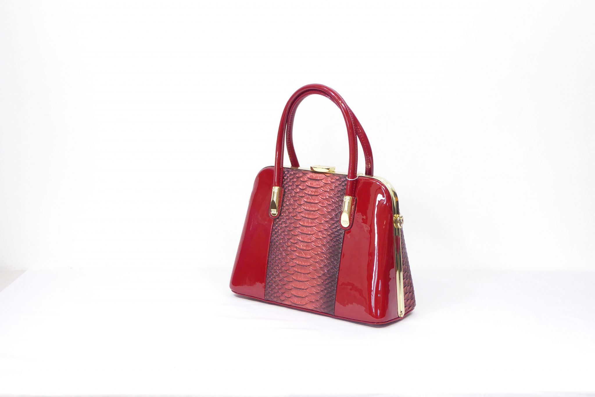 Red Patent Snakeskin Handbag - Image 2