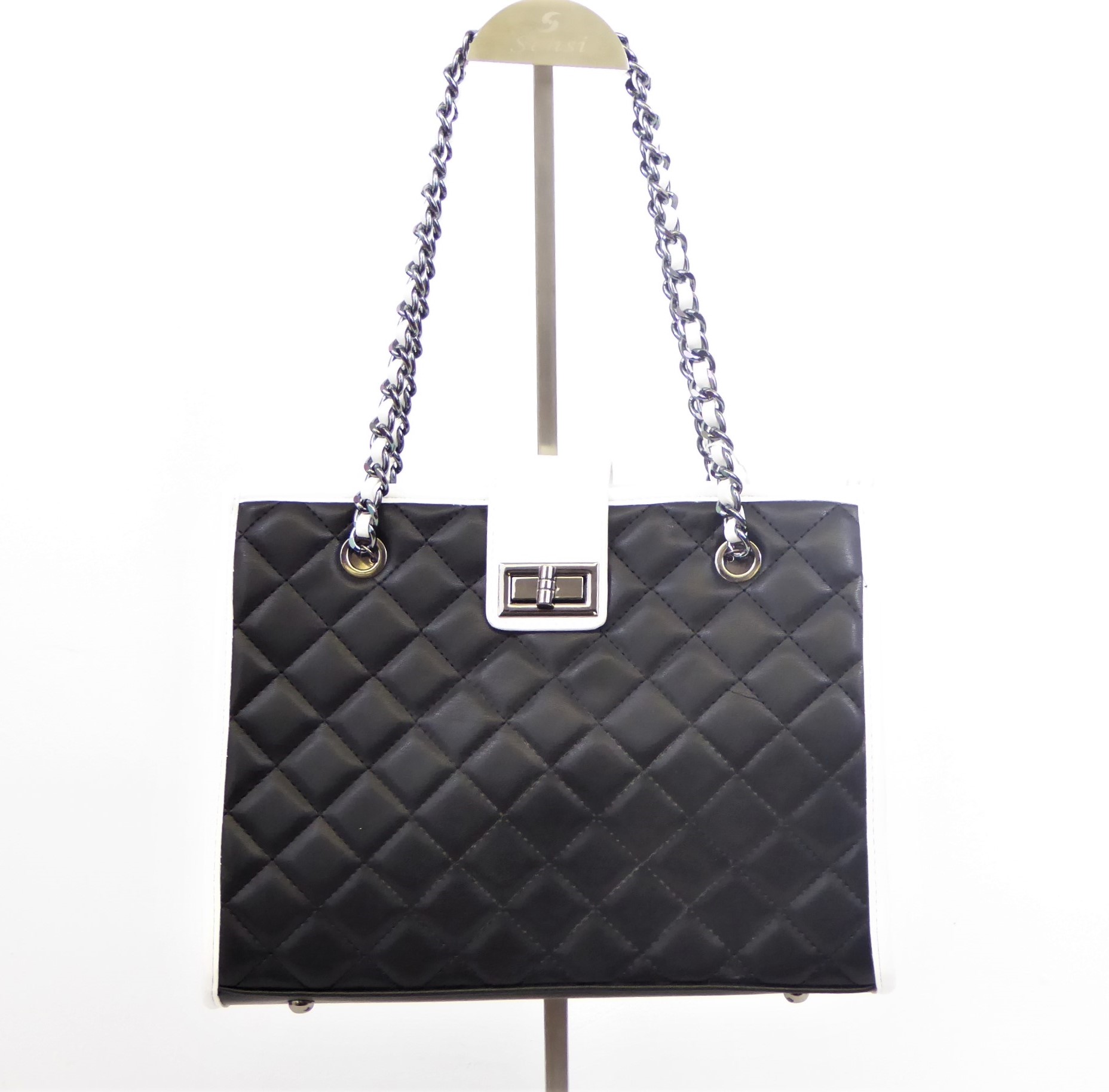 Black and White Quilted Handbag