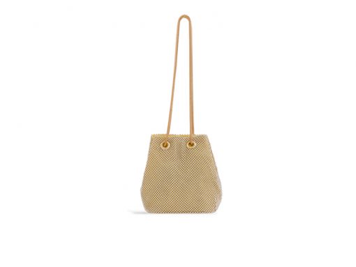 Gold Diamante Rouched Clutch Bag