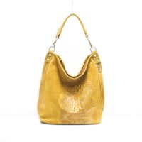 Mustard Italian Suede Mock Crock Slouch Bag
