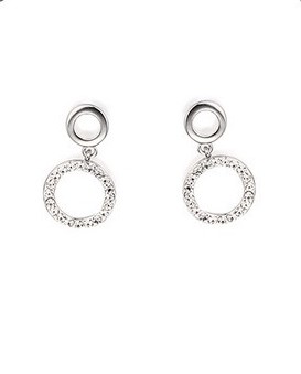Silver Diamante Circles Earrings