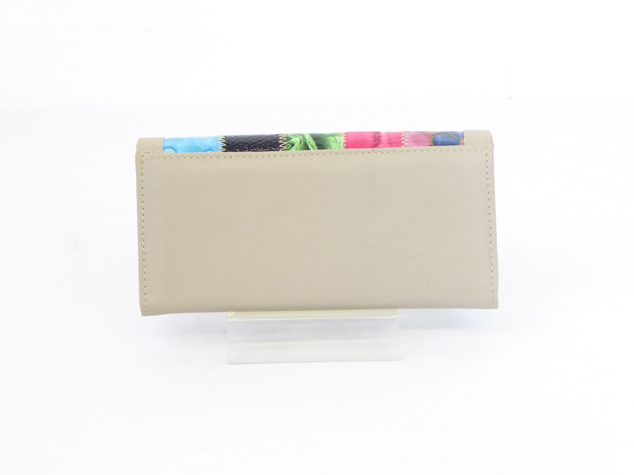 Beige Genuine Leather Mosaic Purse - Image 2