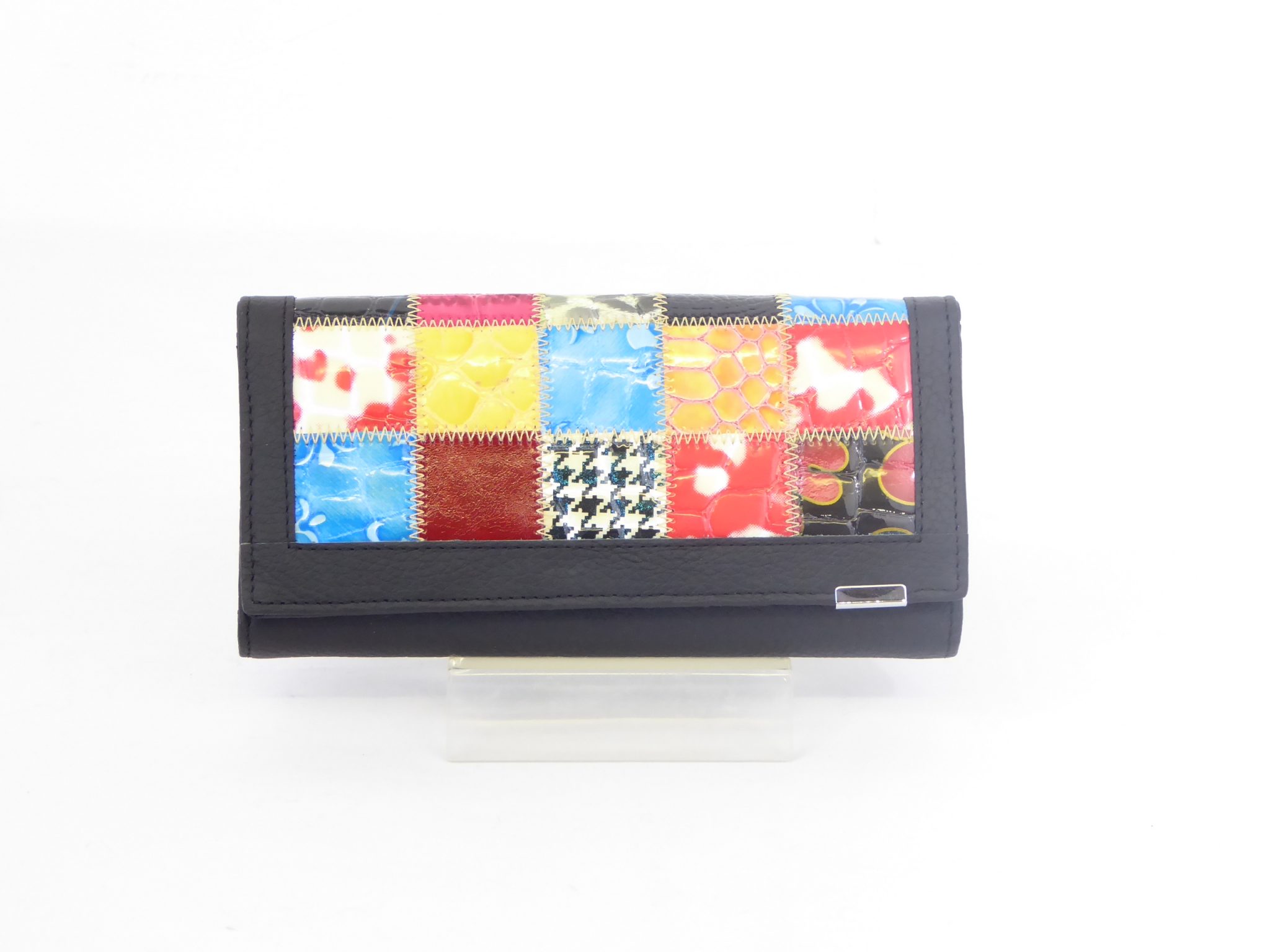 Black Genuine Leather Mosaic Purse