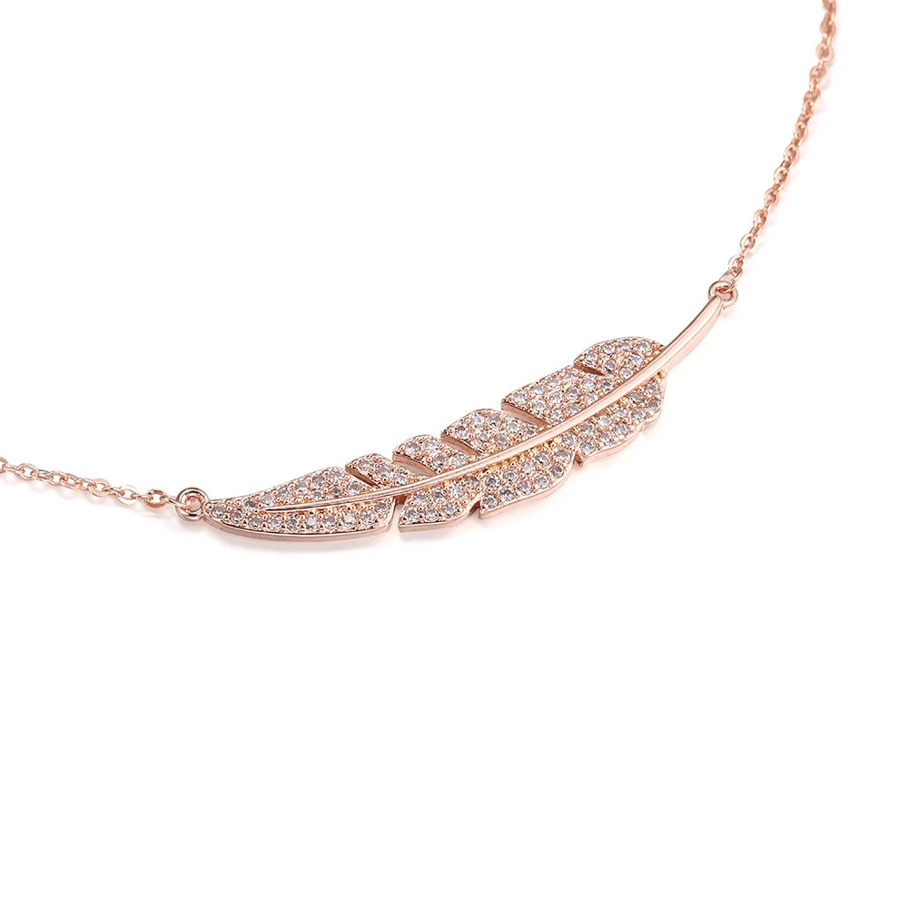 Rose Gold Feather Pendant - Image 2