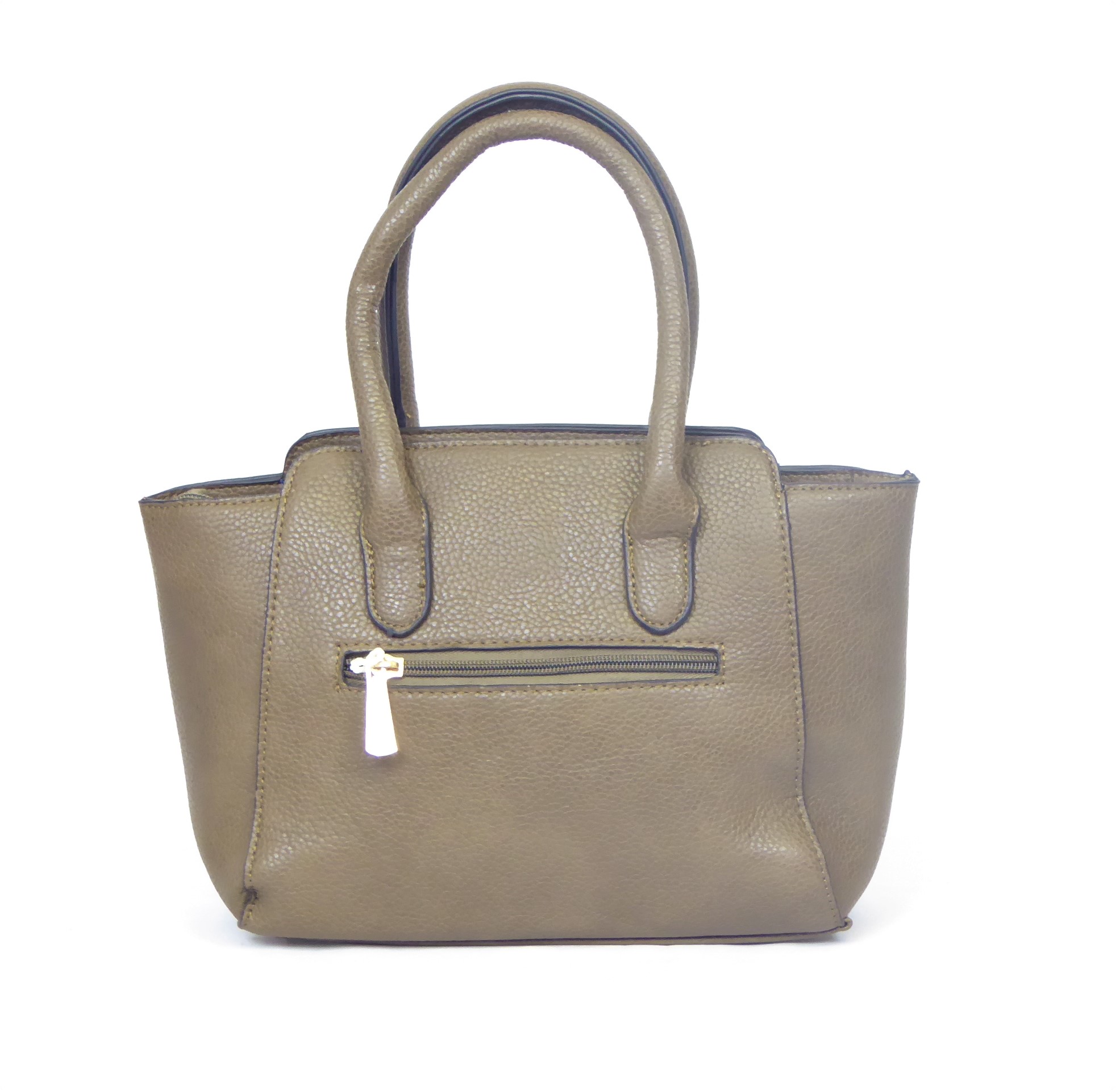 Taupe Grained Handbag - Image 4