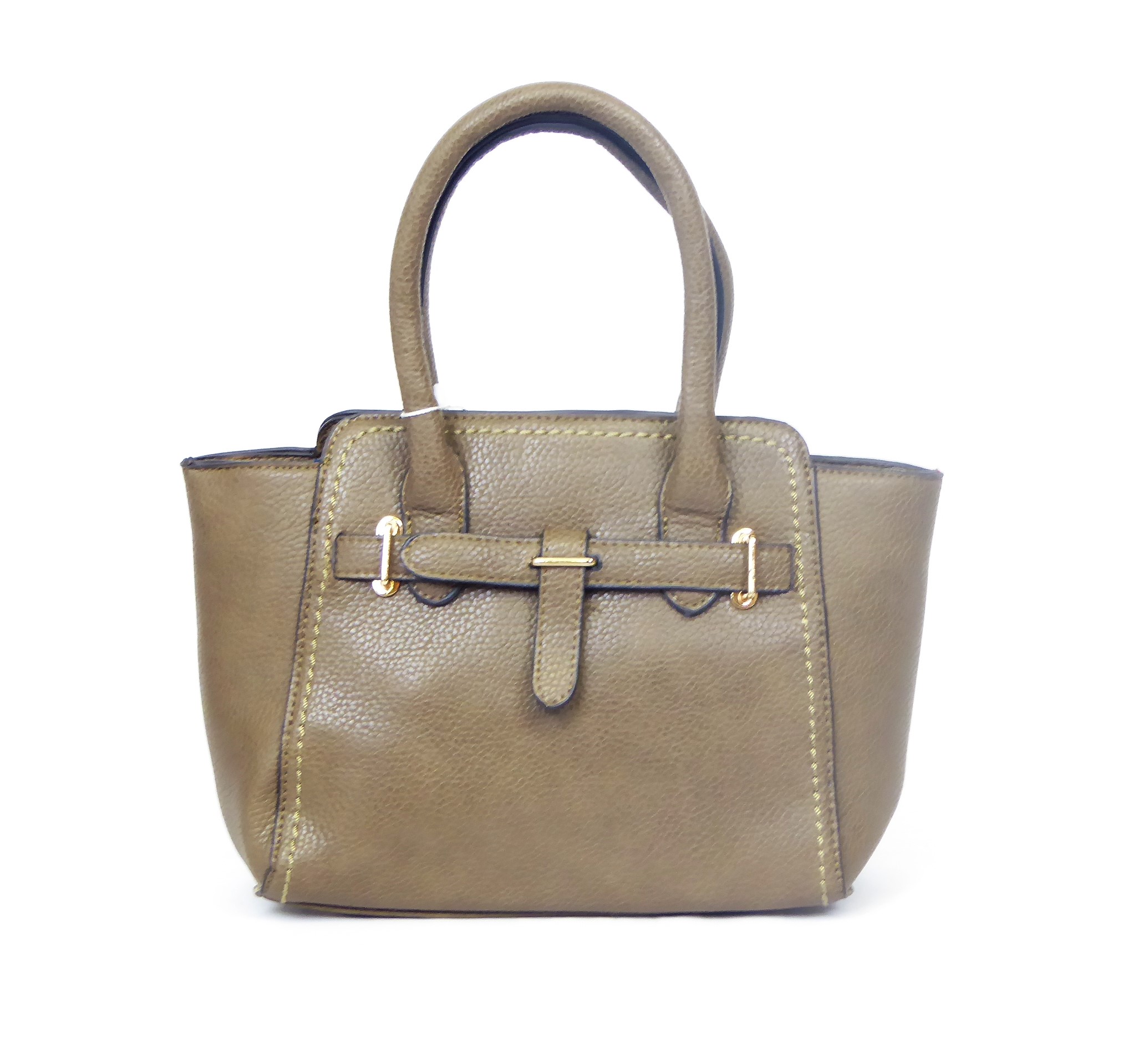 Taupe Grained Leather Look Handbag