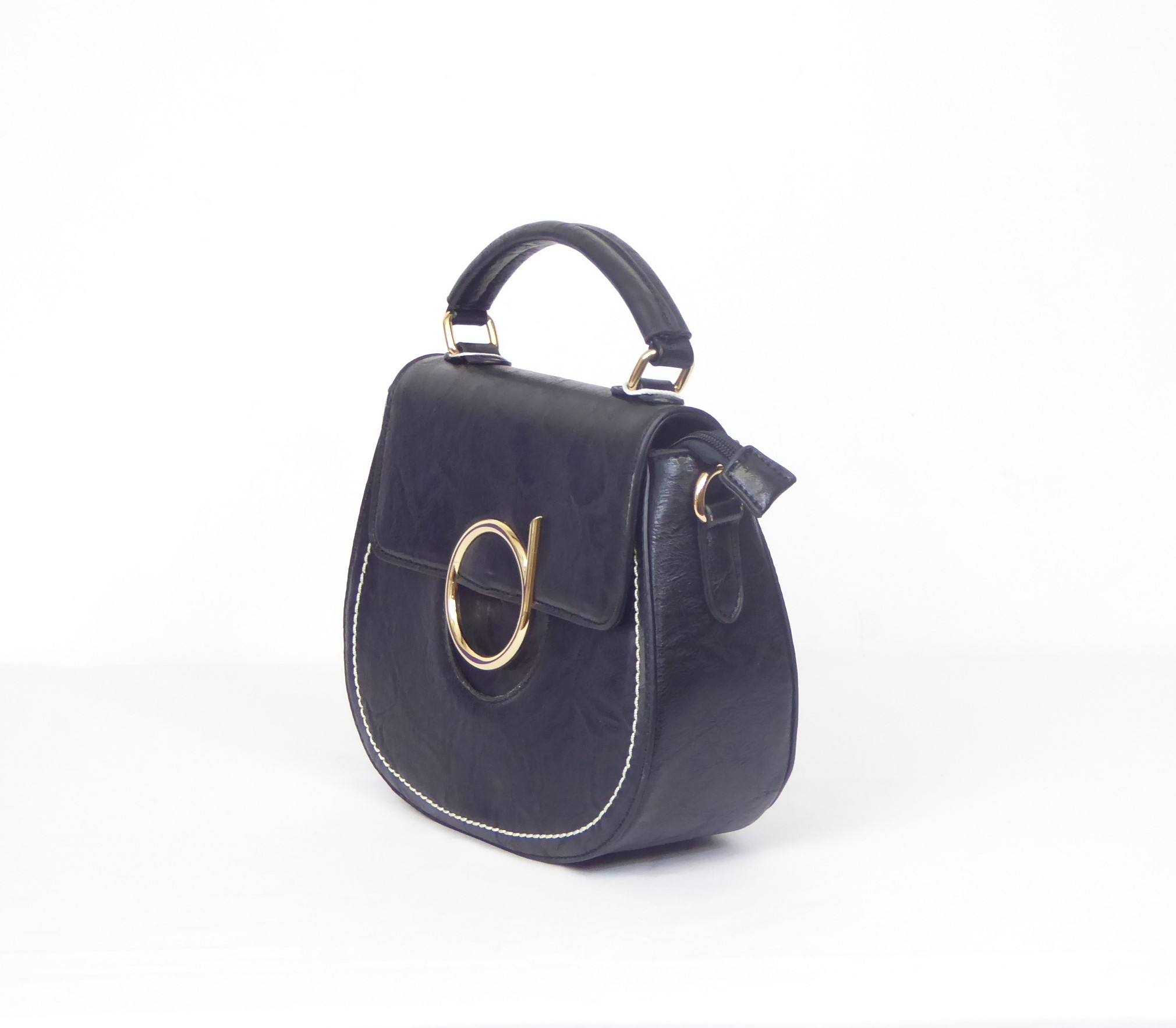 Black Leather Look Shoulder Bag - Image 3