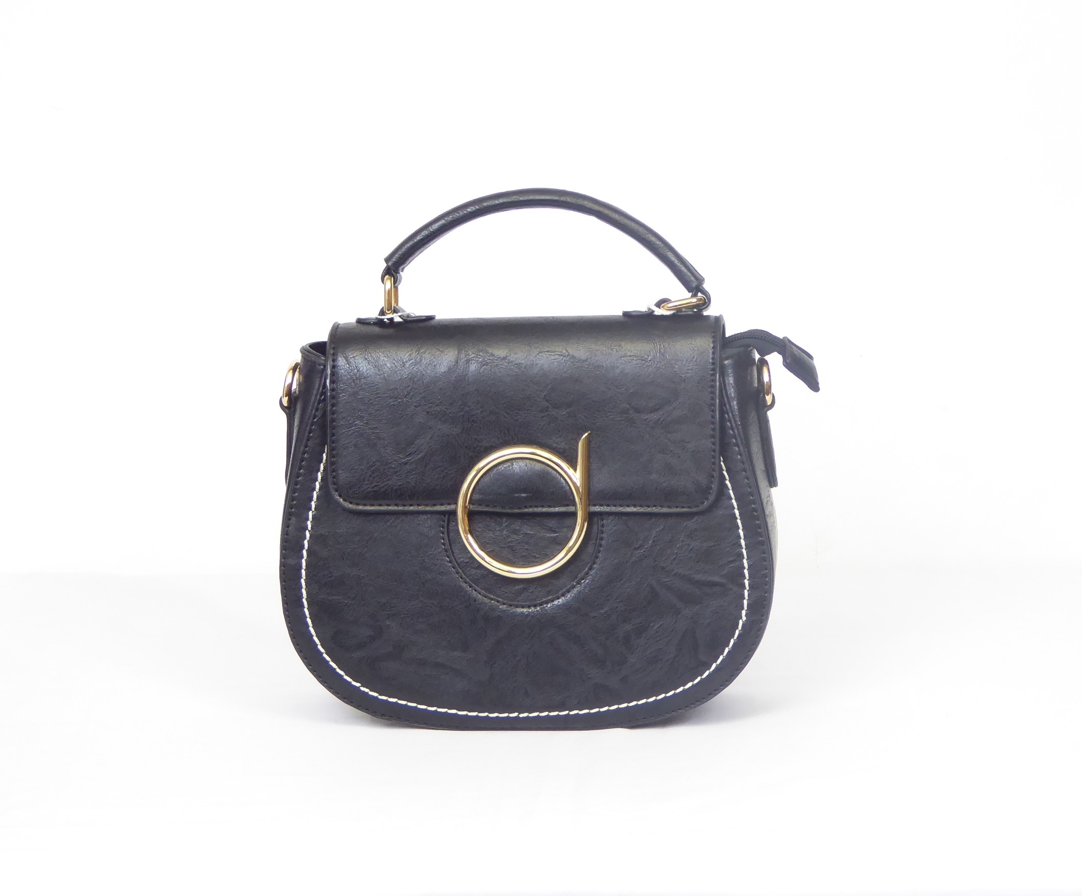 Black Leather Look Shoulder Bag
