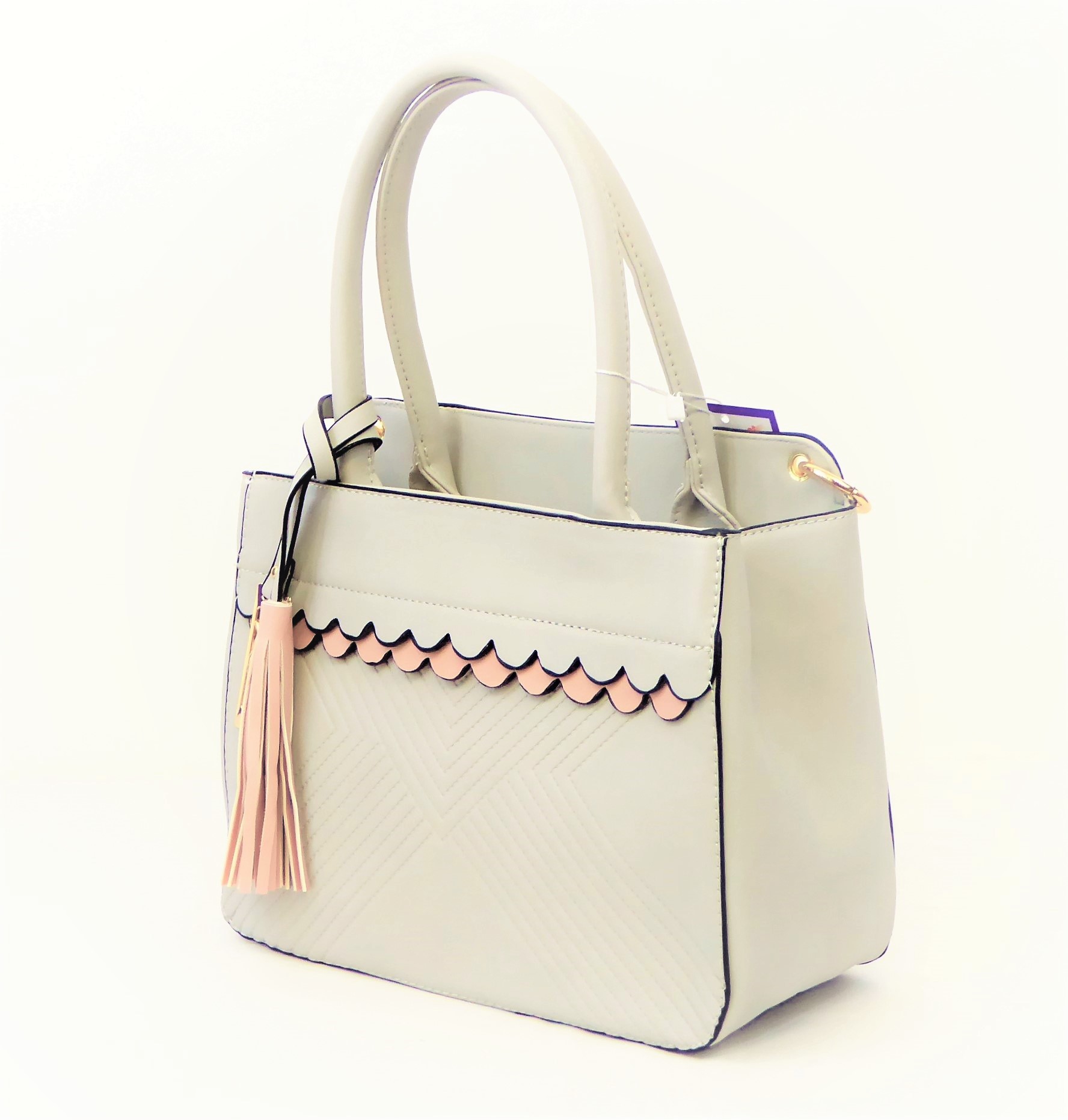 Light Grey Quilt Handbag - Image 2