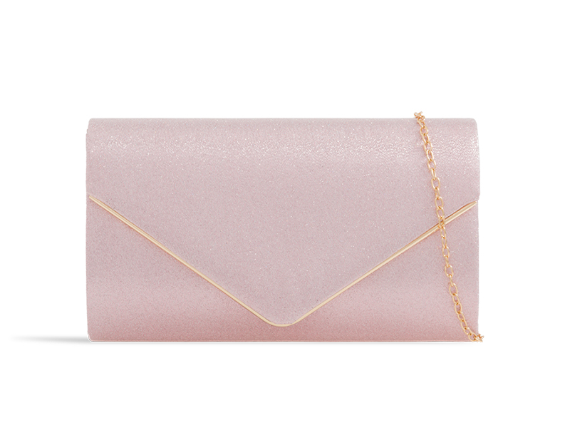 Pink Glitter Textured Clutch