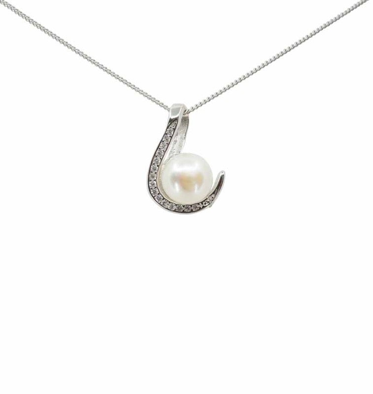 925 Silver Fresh Water Pearl Swirl Necklace