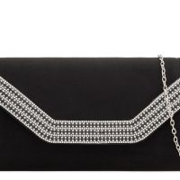 Black Suedette Diamante Clutch