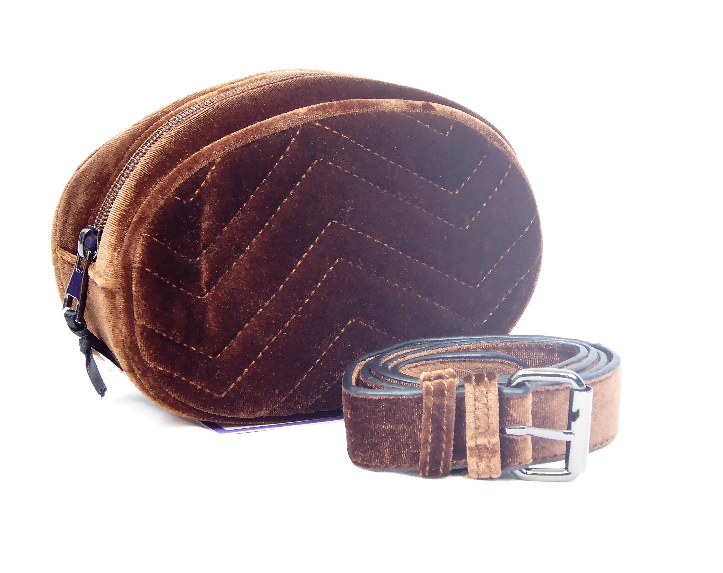 Brown Velvet Bum Bag - Image 4