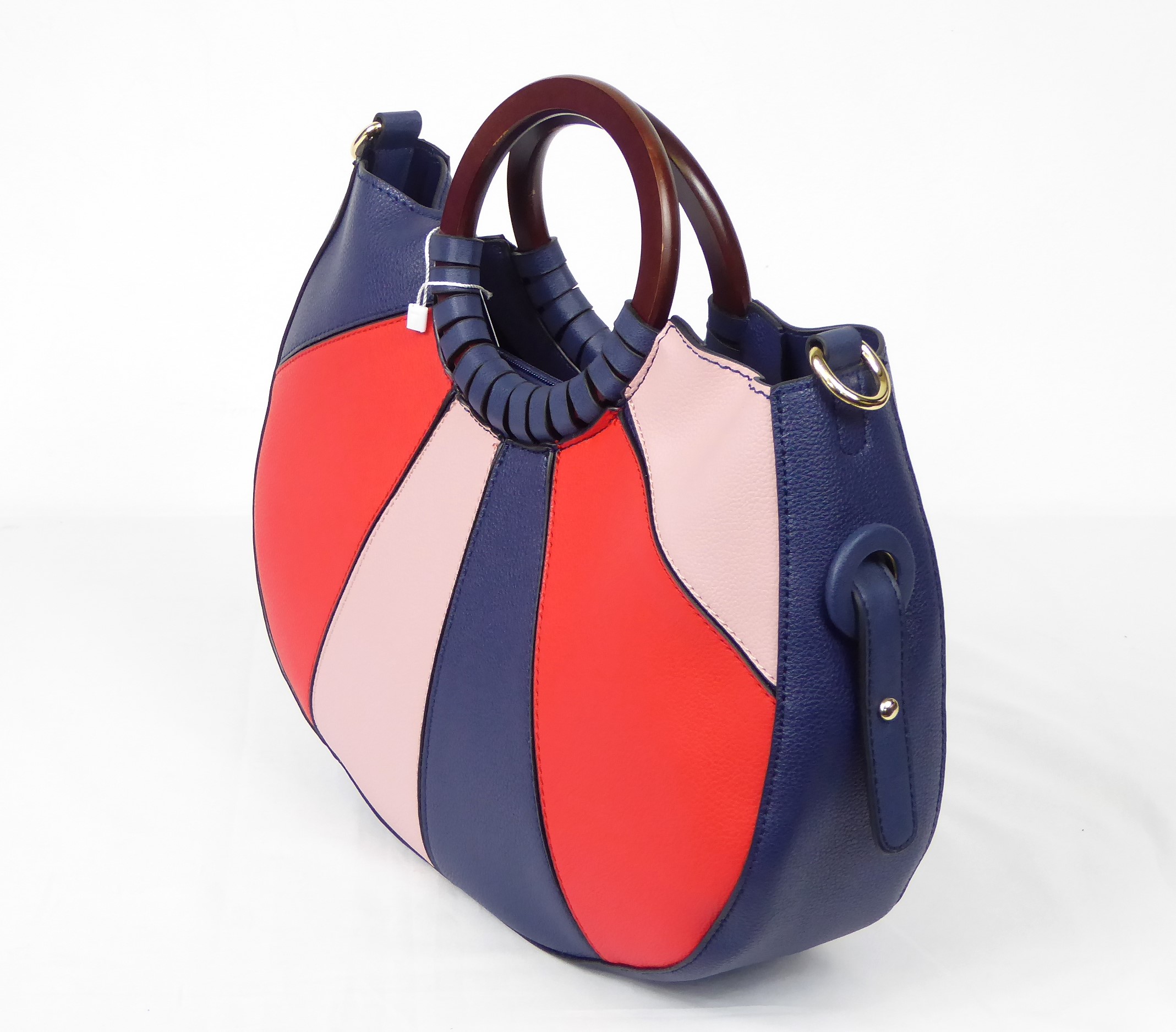 Navy Pink Red Handbag - Image 3