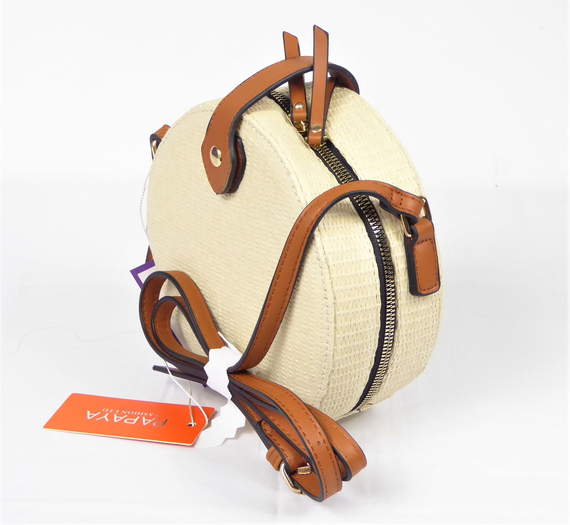 Off White Woven Rattan Bag - Image 3