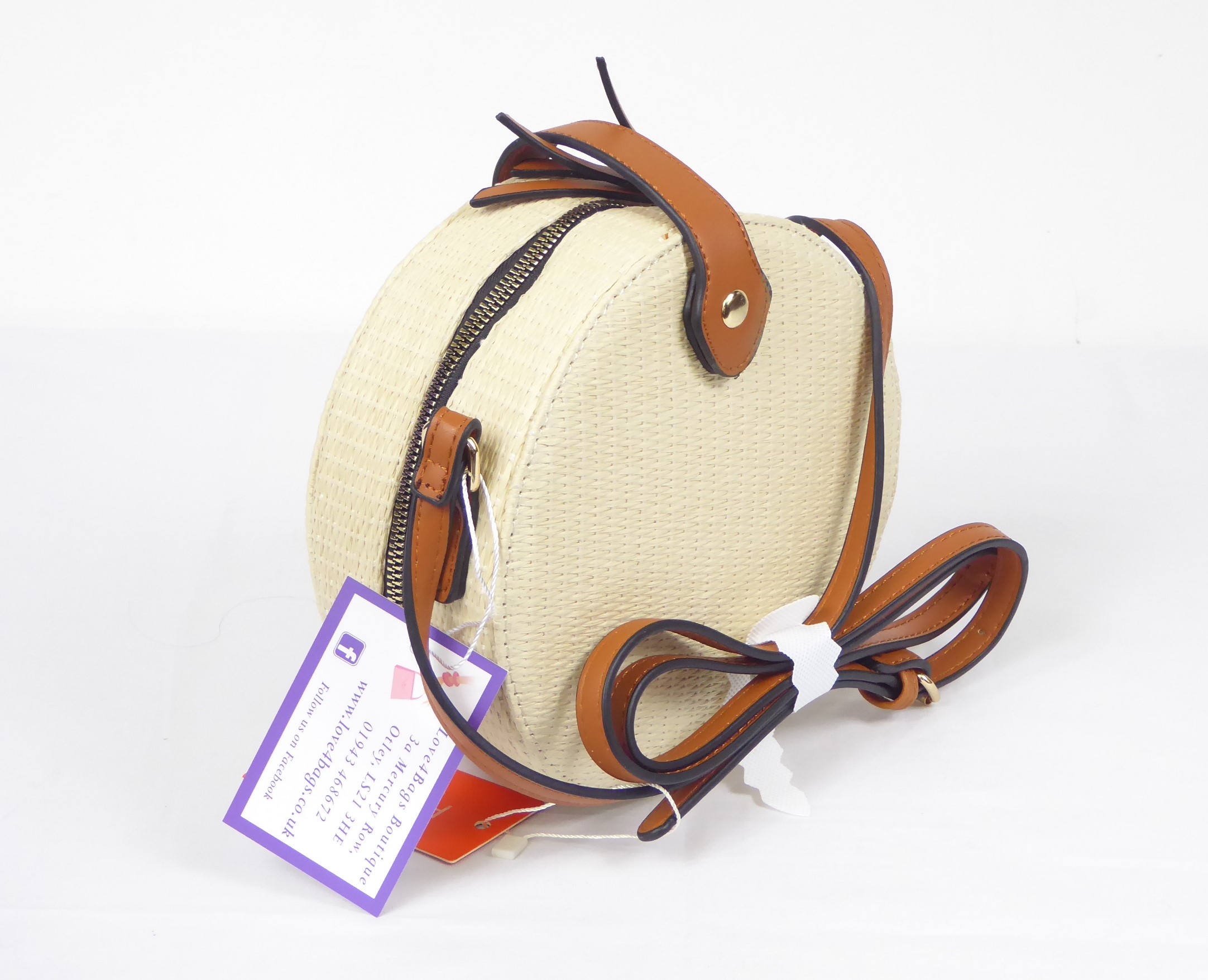 Off White Woven Rattan Bag - Image 2