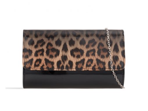Animal Print Patent Clutch