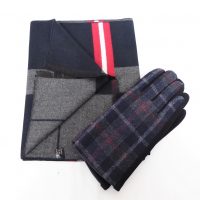 Black Check Scarf Set
