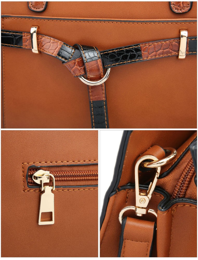 Brown Croc Belted Handbag - Image 7