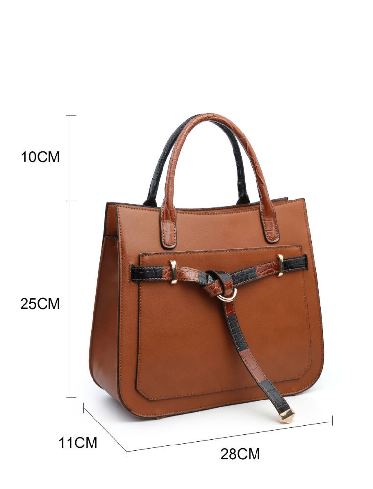 Brown Croc Belted Handbag - Image 2
