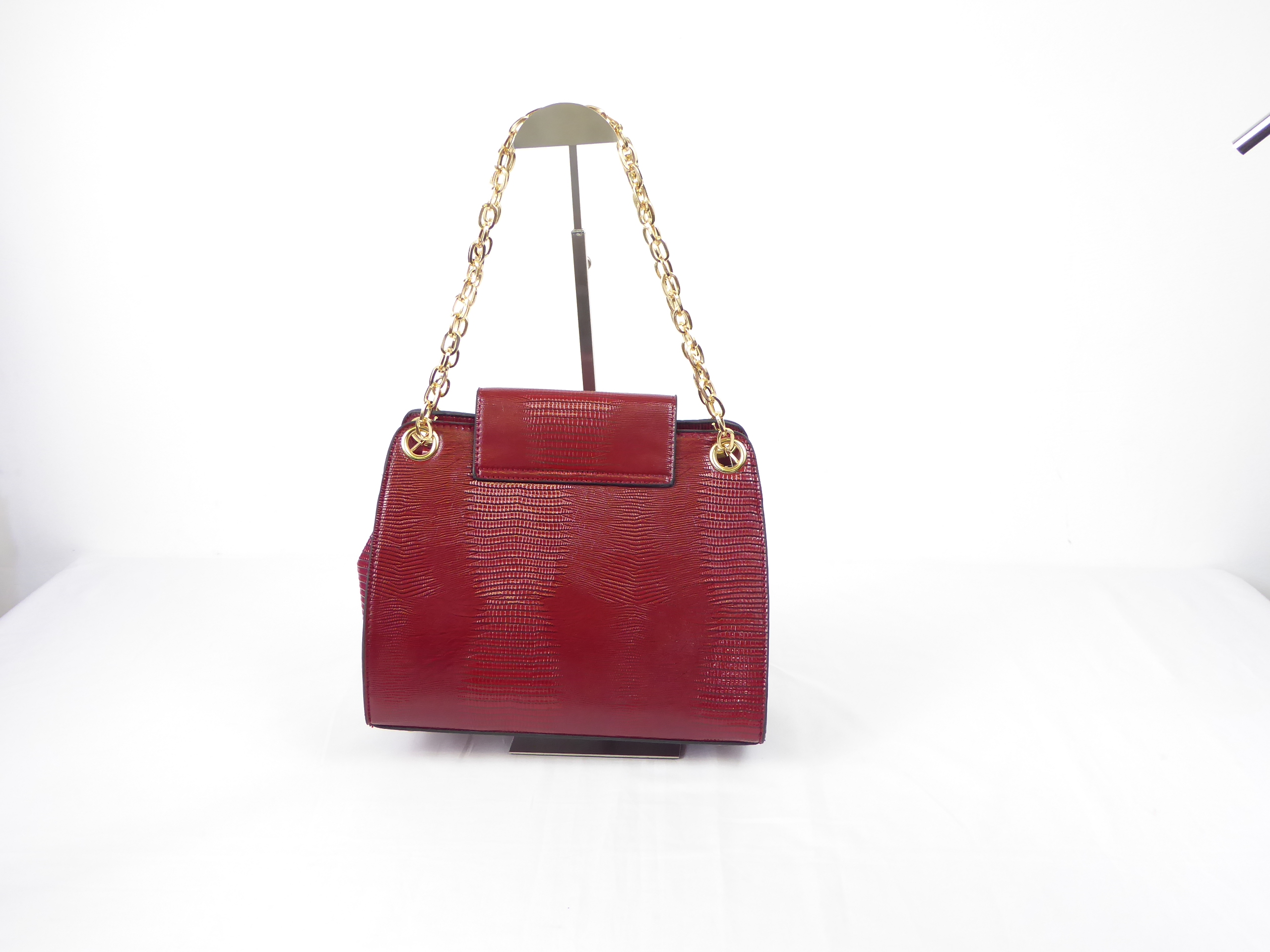 Red Snakeskin Patent Handbag - Image 4