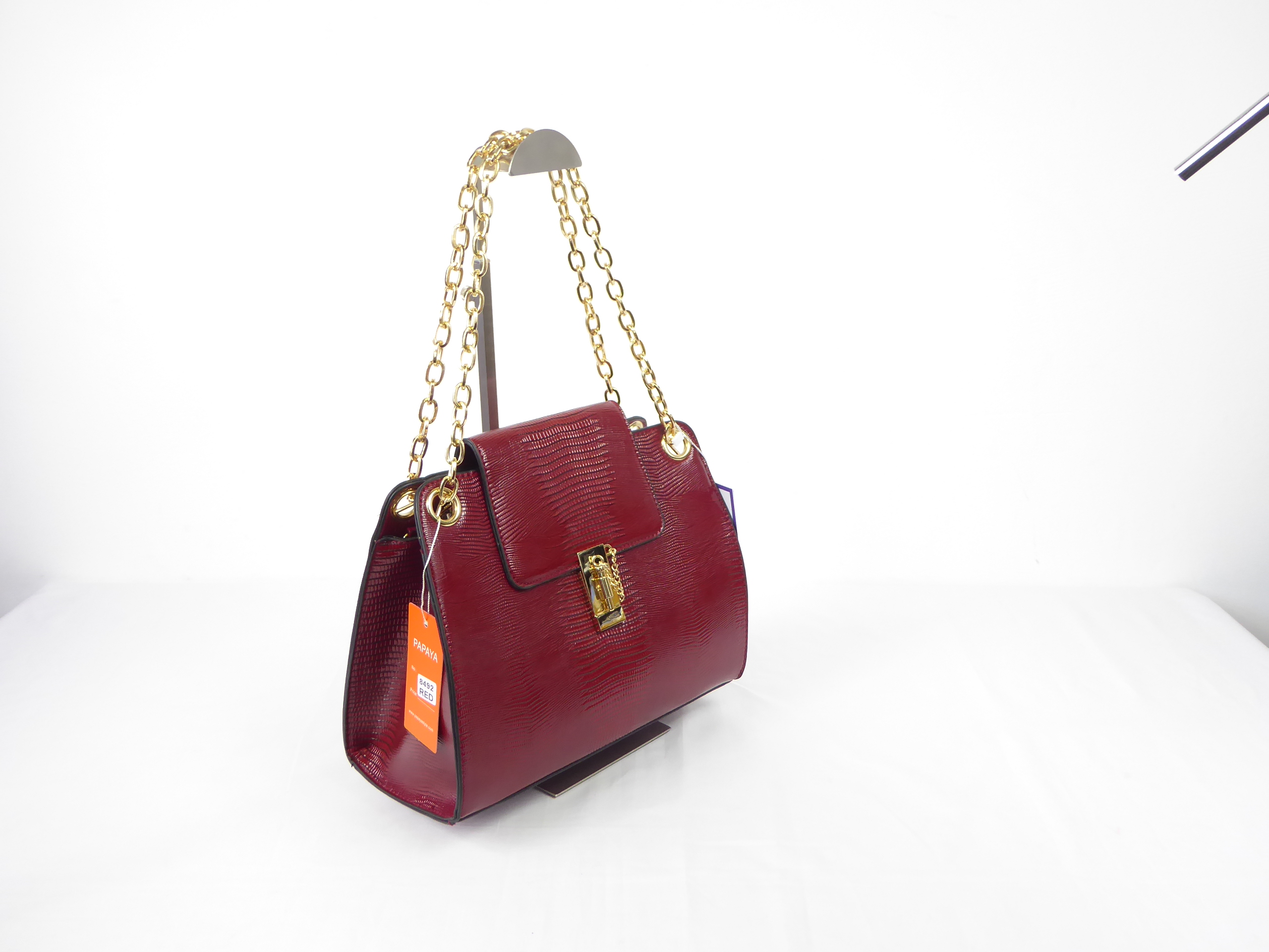 Red Snakeskin Patent Handbag - Image 2