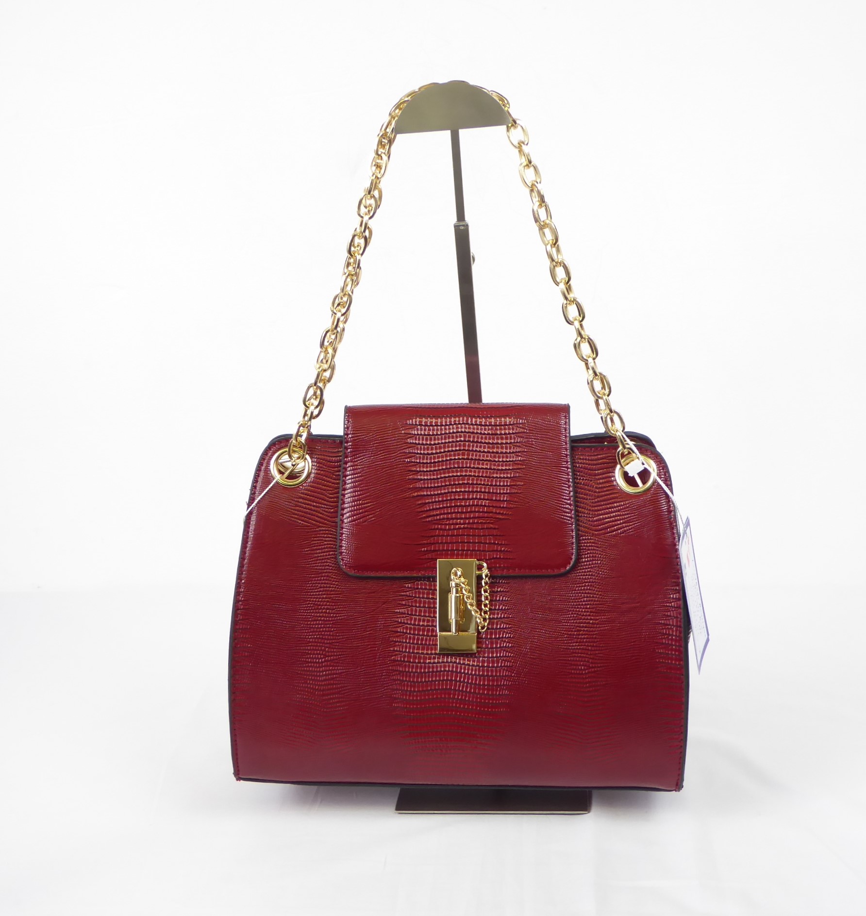 Red Snakeskin Patent Handbag
