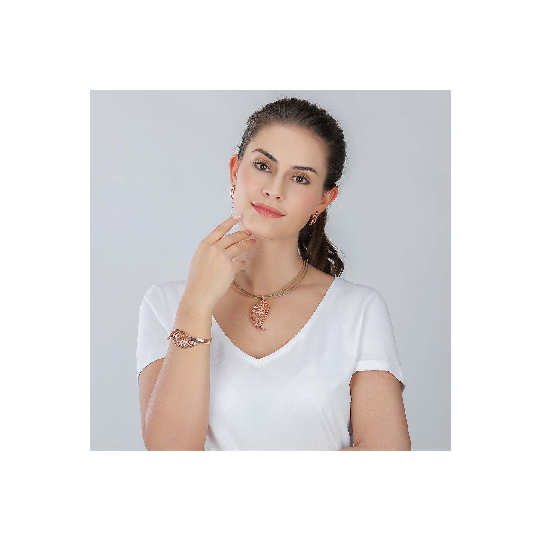 Leaf Necklace Earrings Set - Image 3