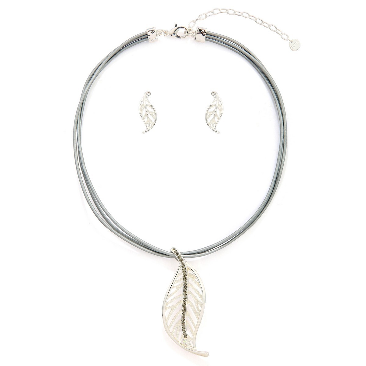 Silver Leaf Necklace Set
