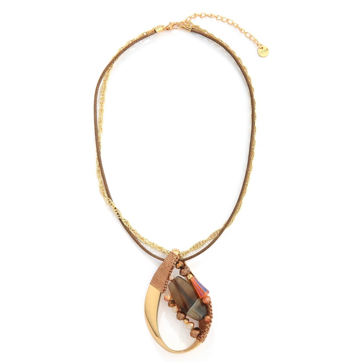 Gold Beaded Teardrop Necklace