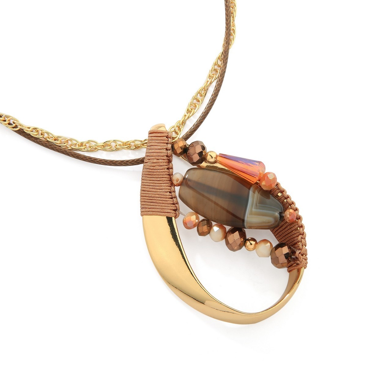 Gold Beaded Teardrop Necklace - Image 2