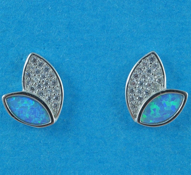 925 Silver Blue Opal Stud Earrings