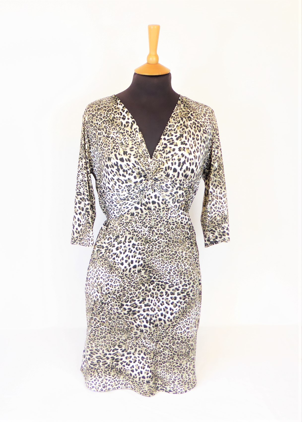 Brown Gold Foil Animal Print Dress