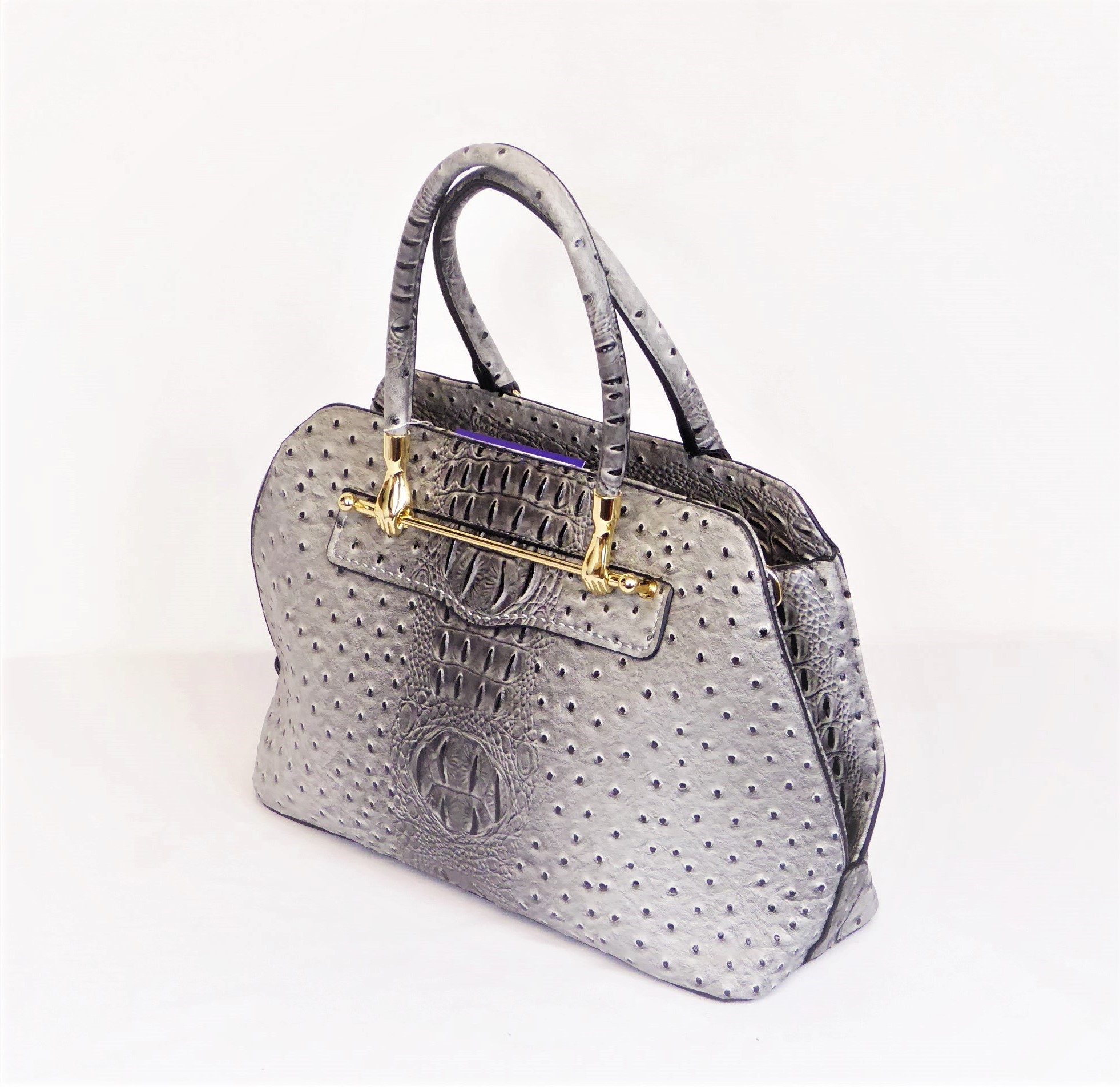 Grey Mock Crock Handbag - Image 3
