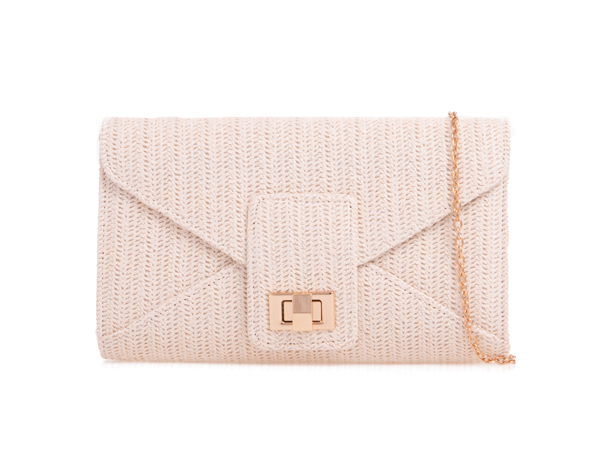 Ivory Weaved Clutch Bag