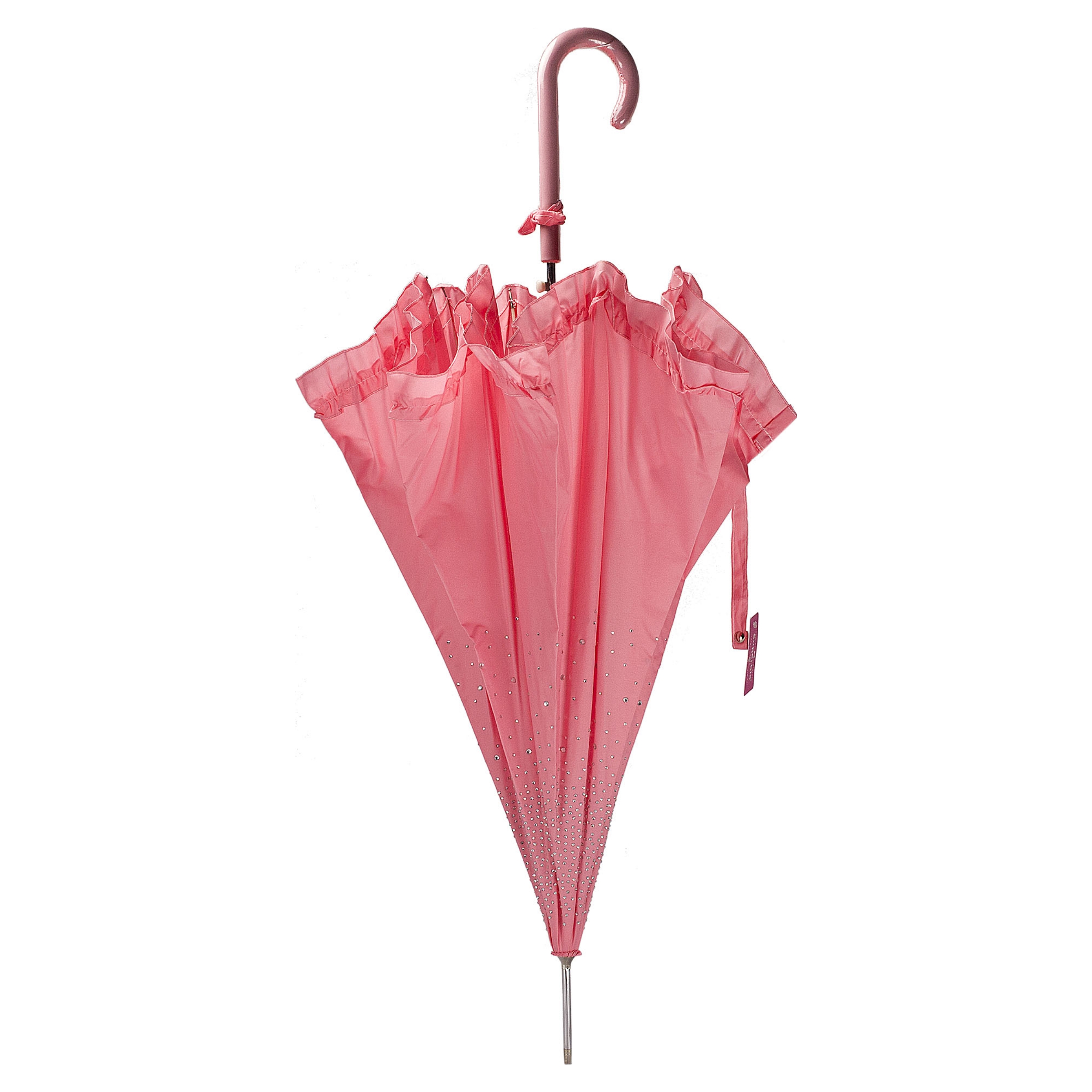 Salmon Pink Sparkling Diamond Brolly - Image 8