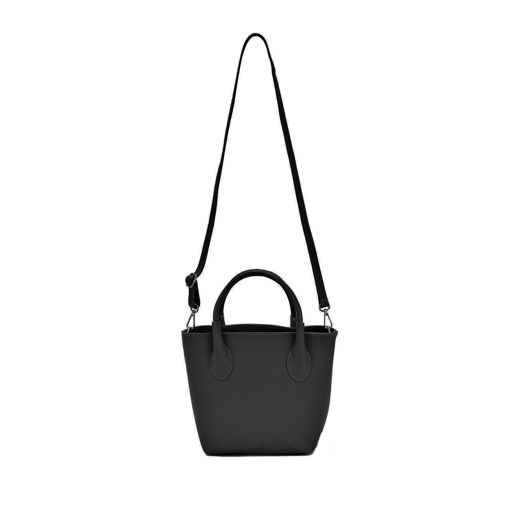 Black Grained Leather Handbag - Image 4