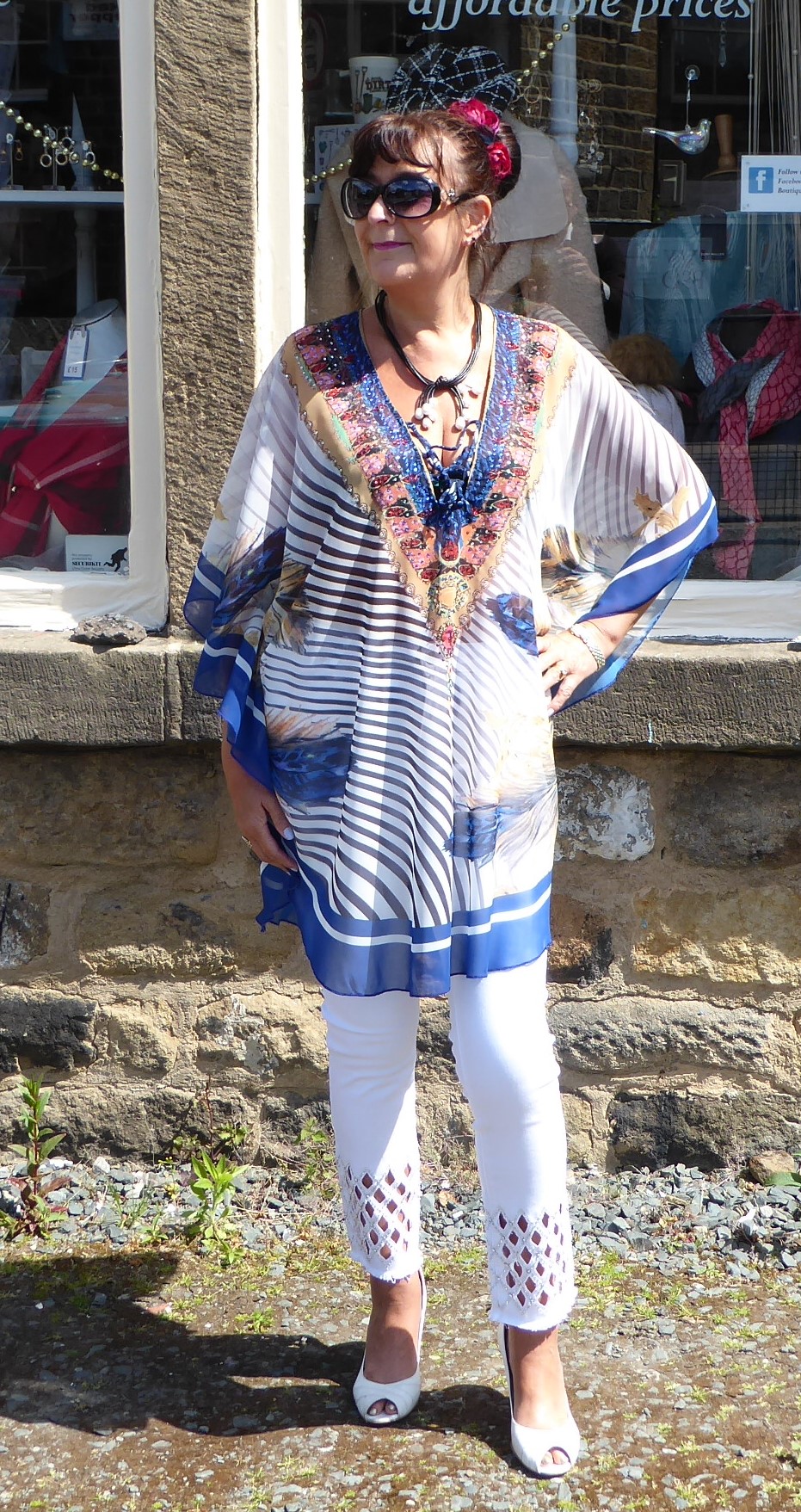 Blue Feather Kaftan Top - Image 4