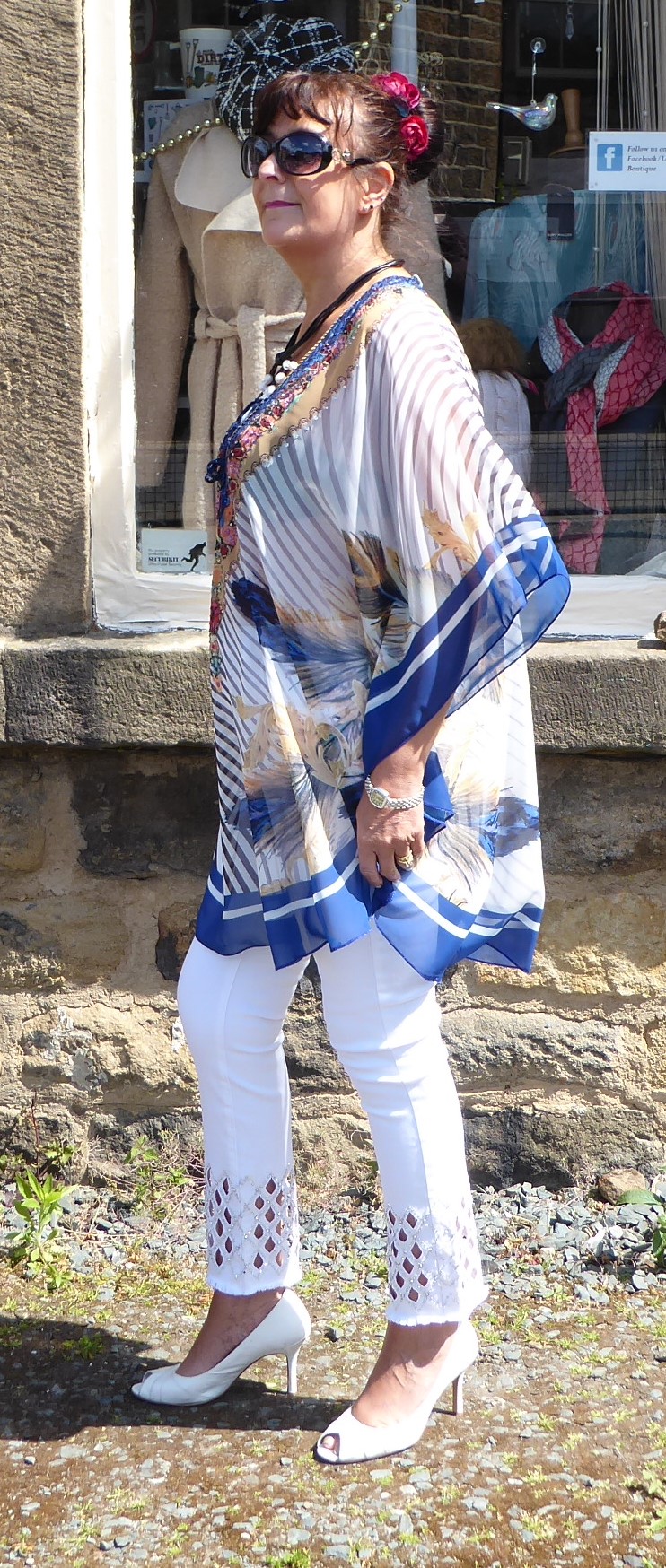 Blue Feather Kaftan Top - Image 3