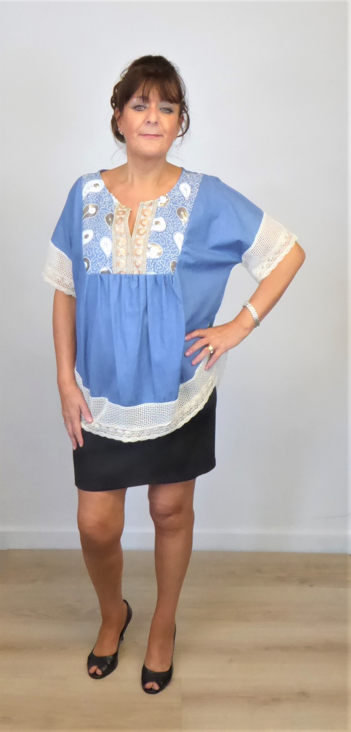 Denim Blue Kaftan Top - Image 2